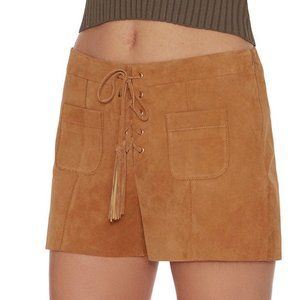 Intermix 100% Leather Sydney Lace-Up Shorts, NWT